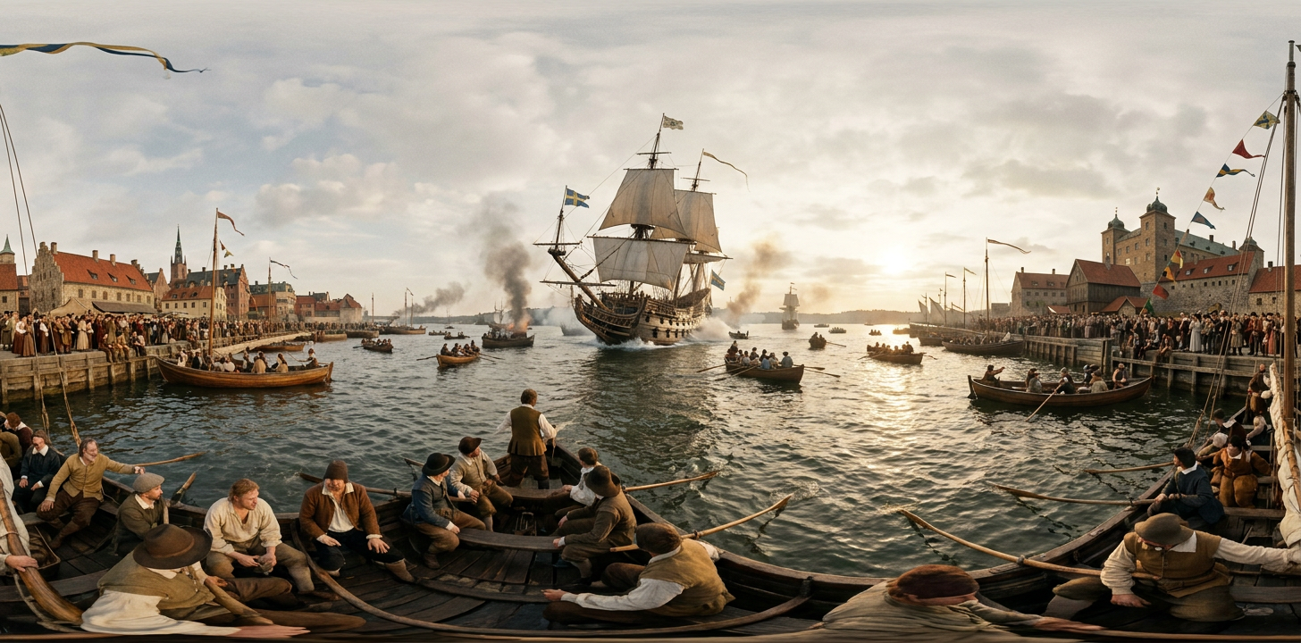 360° scene from Vasa Warship Sinks on Maiden Voyage in Stockholm