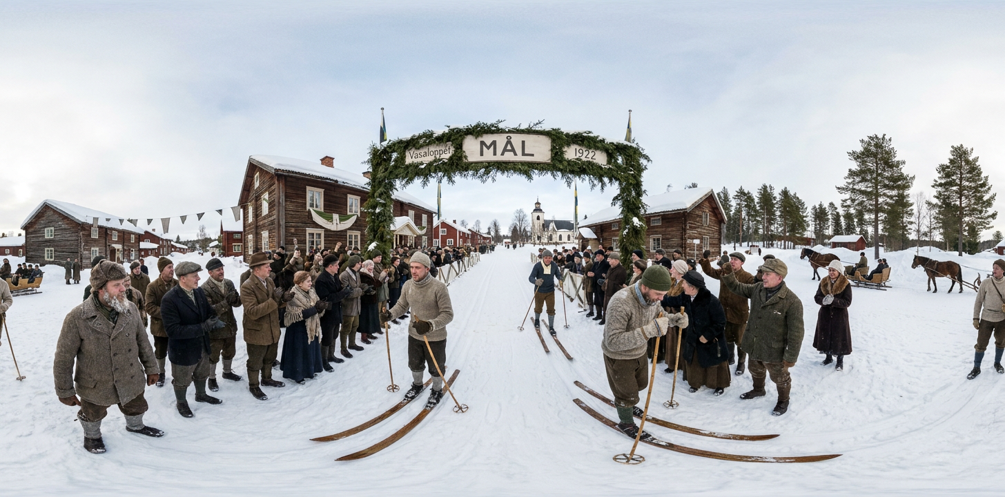 360° scene from Participants Complete The First Annual Vasaloppet Ski Race