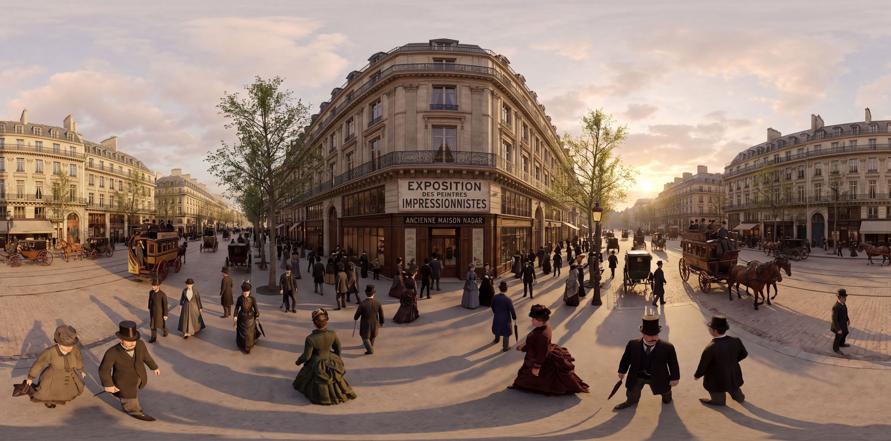 360° scene from The first Impressionist exhibition opens at Nadar's studio