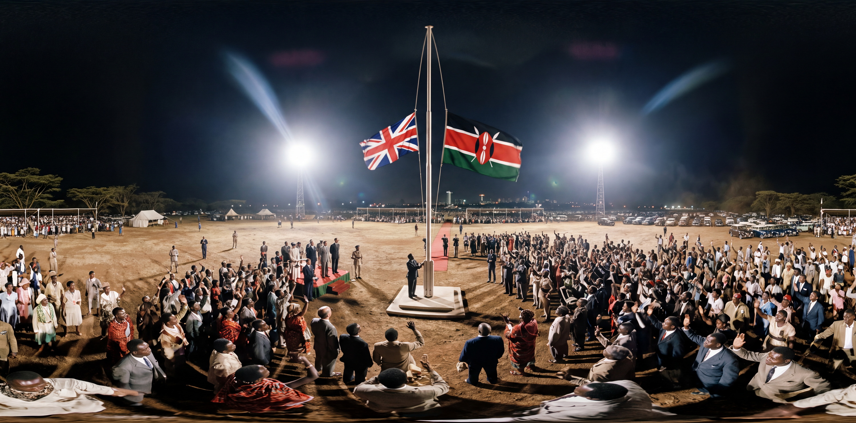 360° scene from Kenyan Independence Midnight Flag Raising