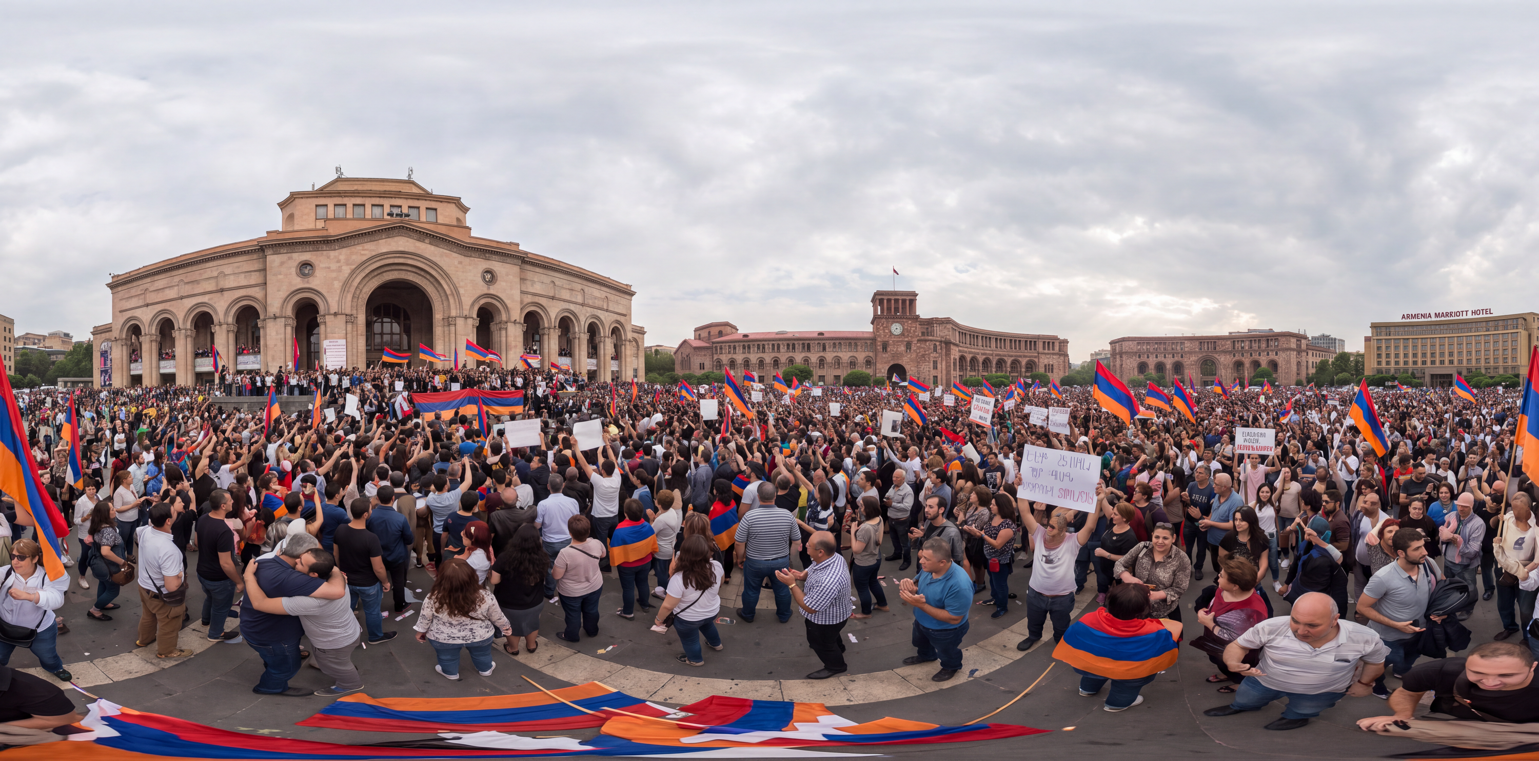 360° scene from Velvet Revolution Protests in Republic Square