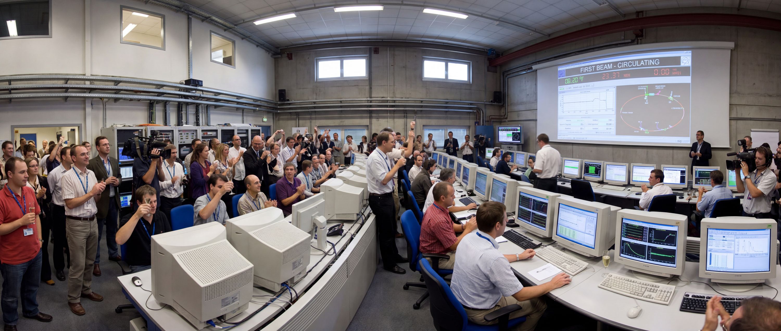 360° scene from Large Hadron Collider First Beam at CERN