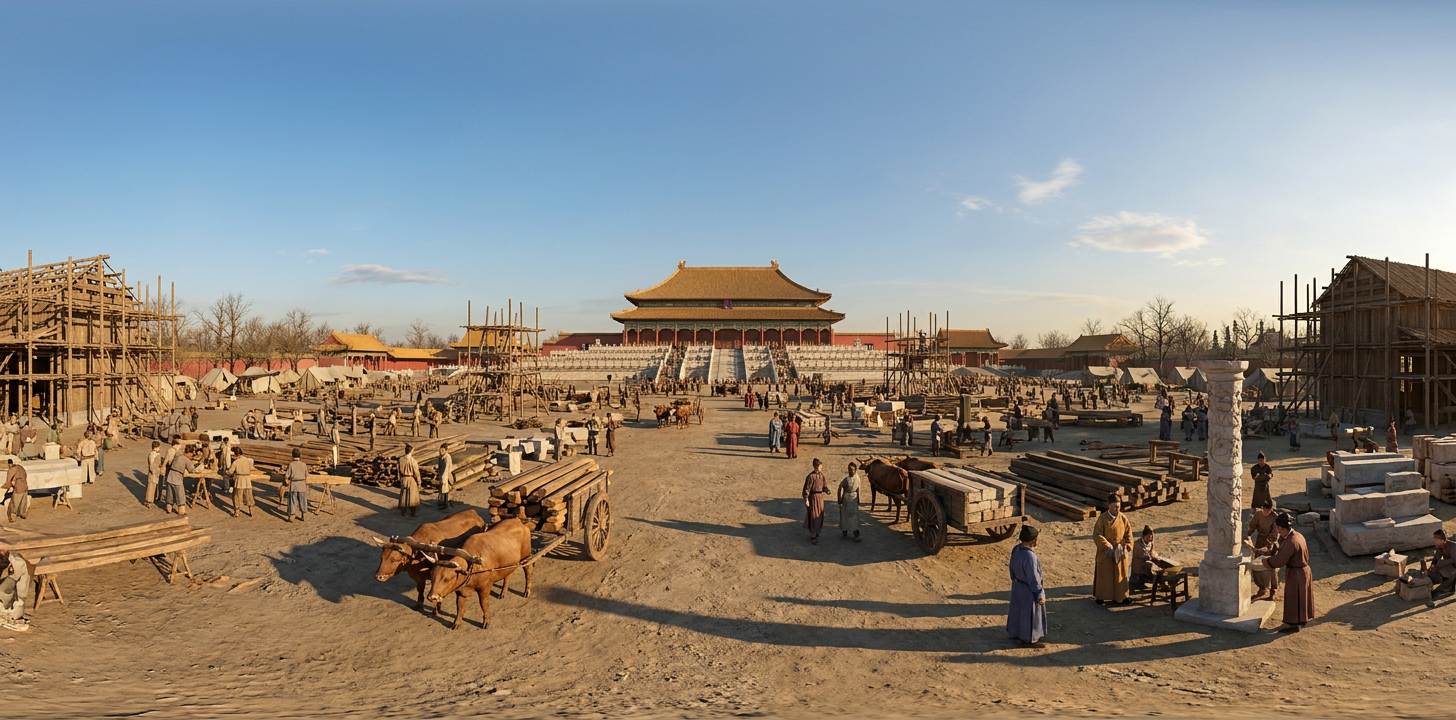 360° scene from Construction of the Forbidden City