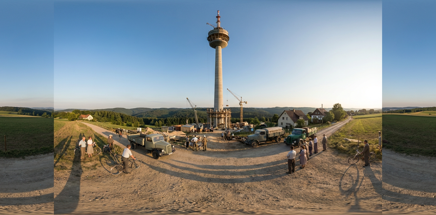 360° scene from Construction of the Stuttgart TV Tower