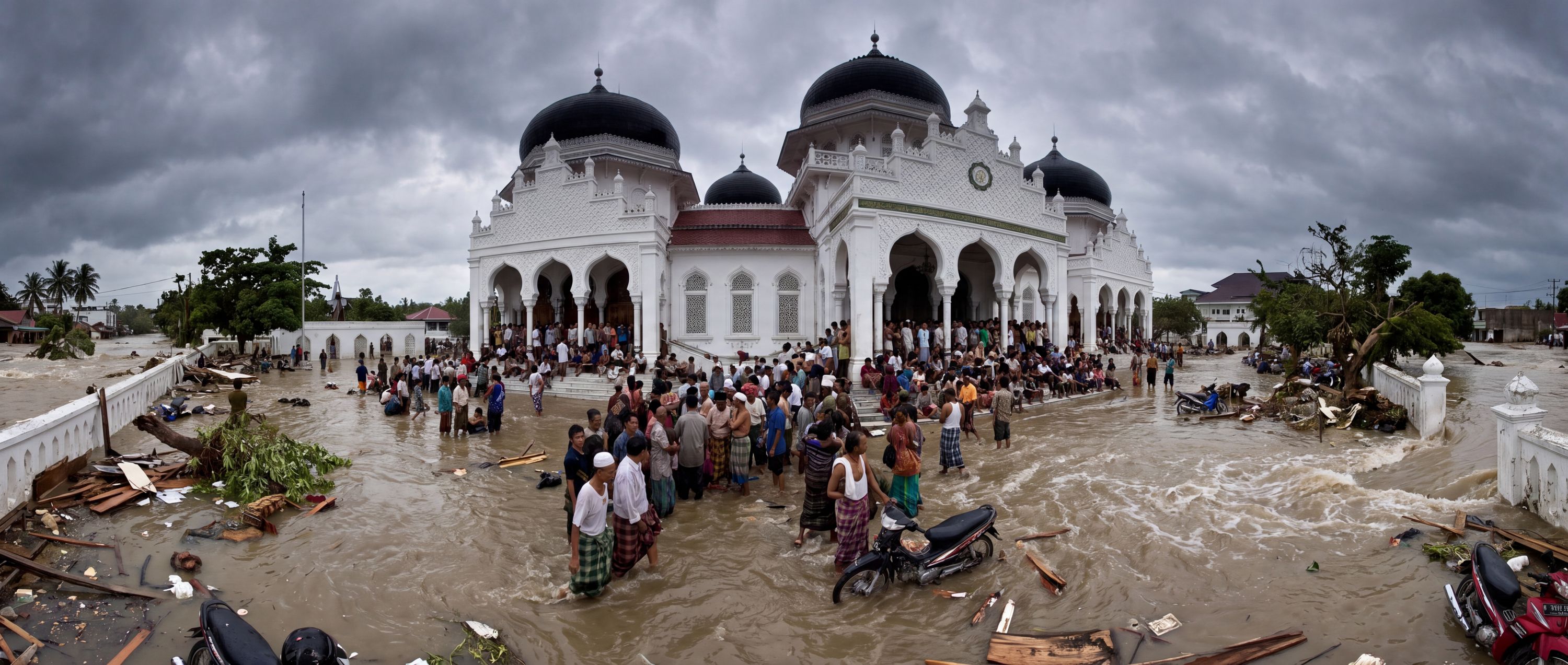 360° scene from Tsunami Hits Baiturrahman Grand Mosque