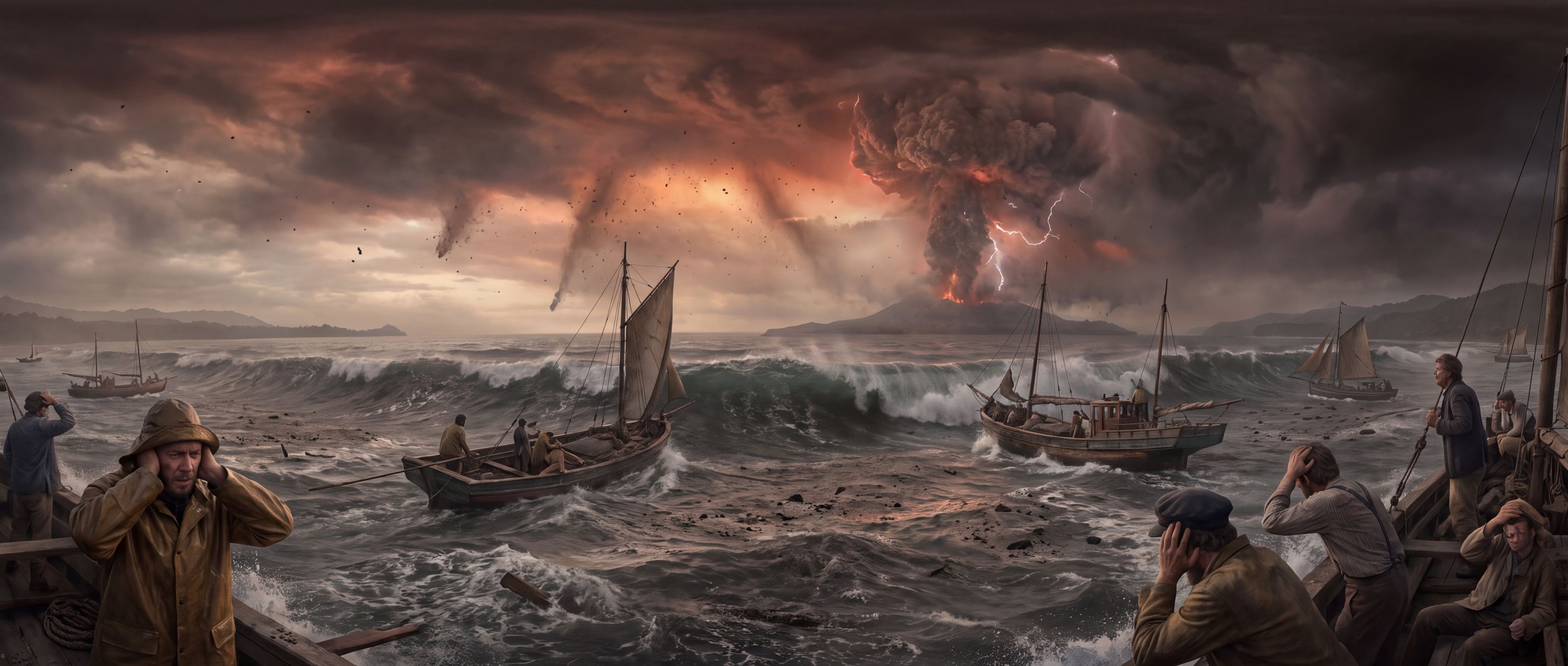 360° scene from Eruption of Krakatoa in the Sunda Strait