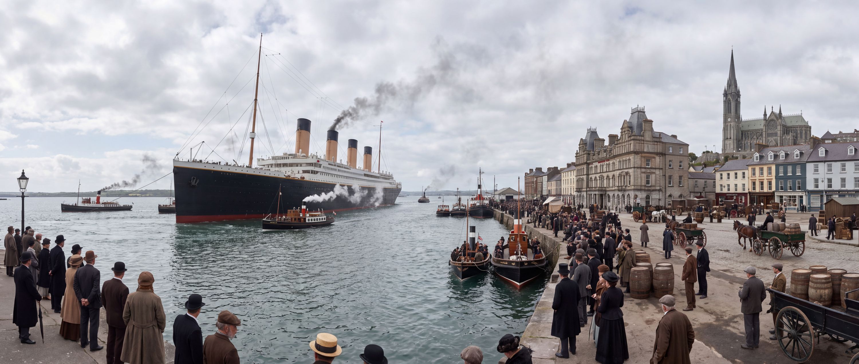 360° scene from Titanic Departing from Queenstown Harbour