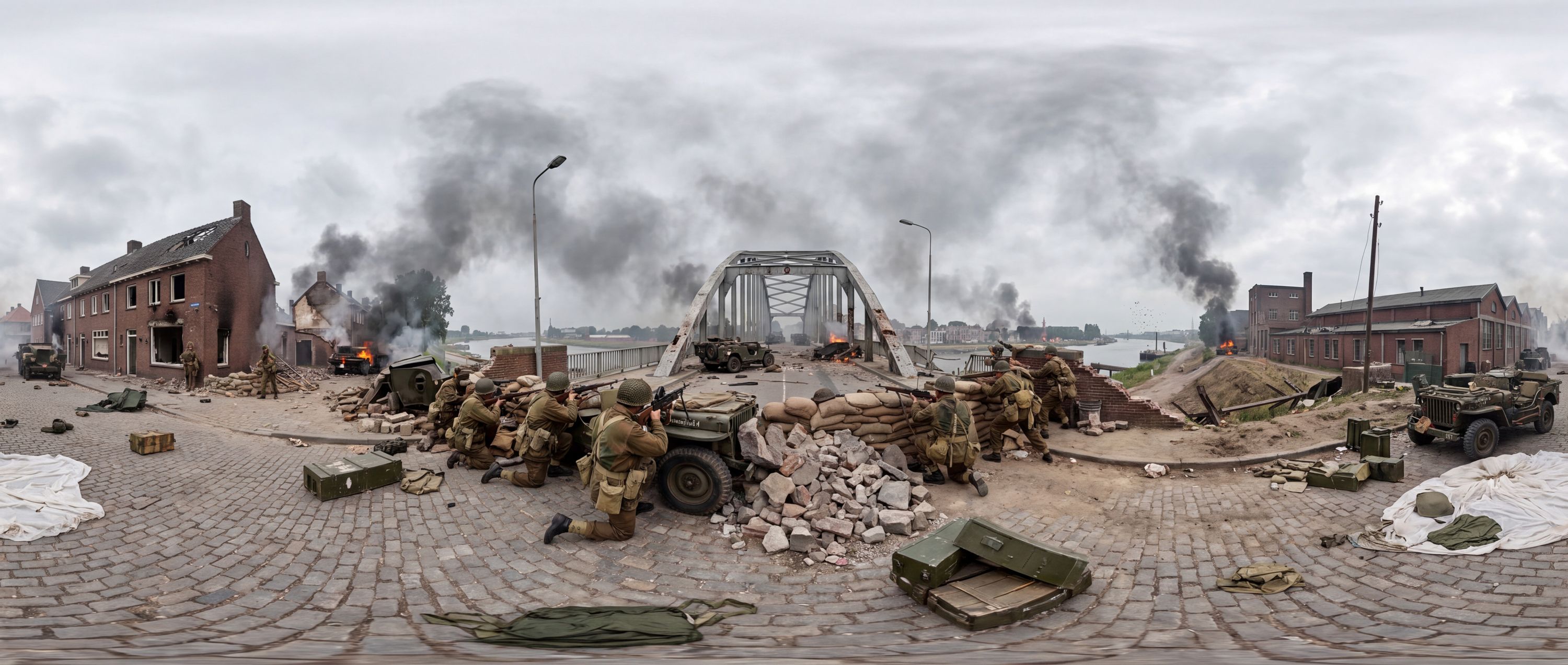 360° scene from Operation Market Garden at Arnhem Bridge