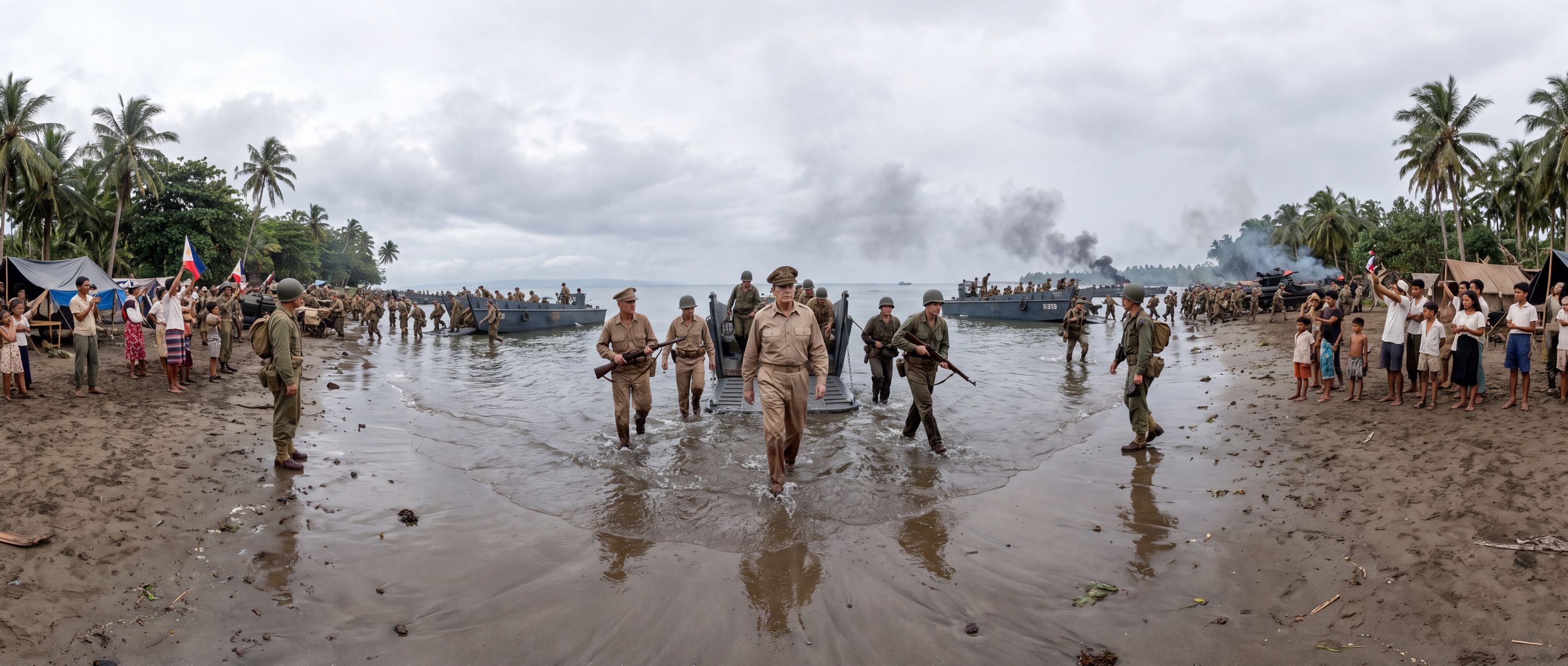 360° scene from MacArthur's Return at Leyte Gulf