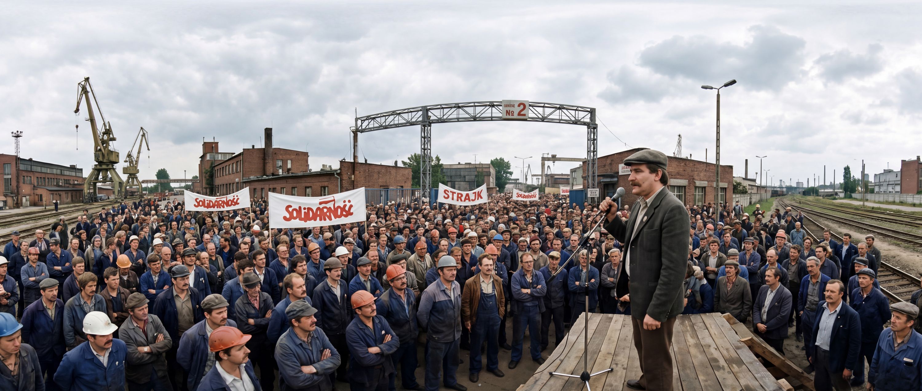 360° scene from Solidarity Strike at Gdansk Shipyard