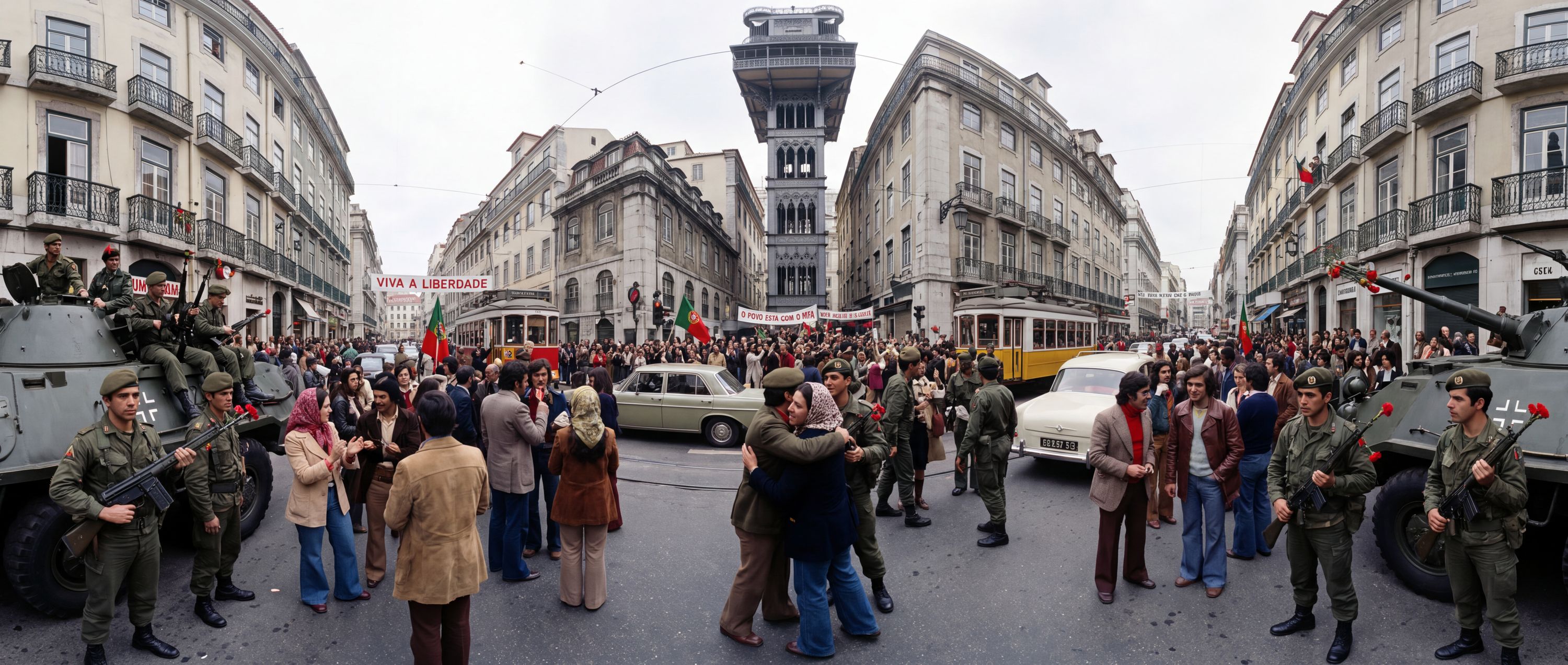 360° scene from Carnation Revolution in Lisbon