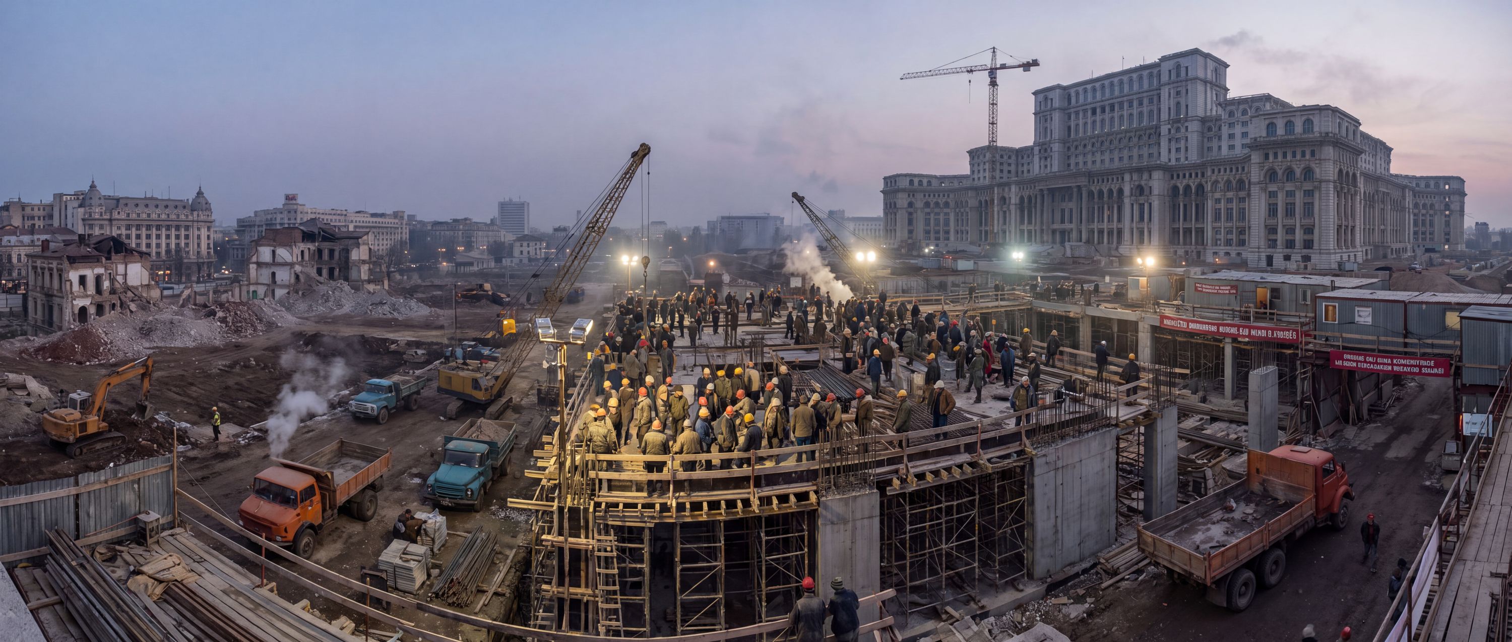360° scene from Constructing the Palace of the Parliament