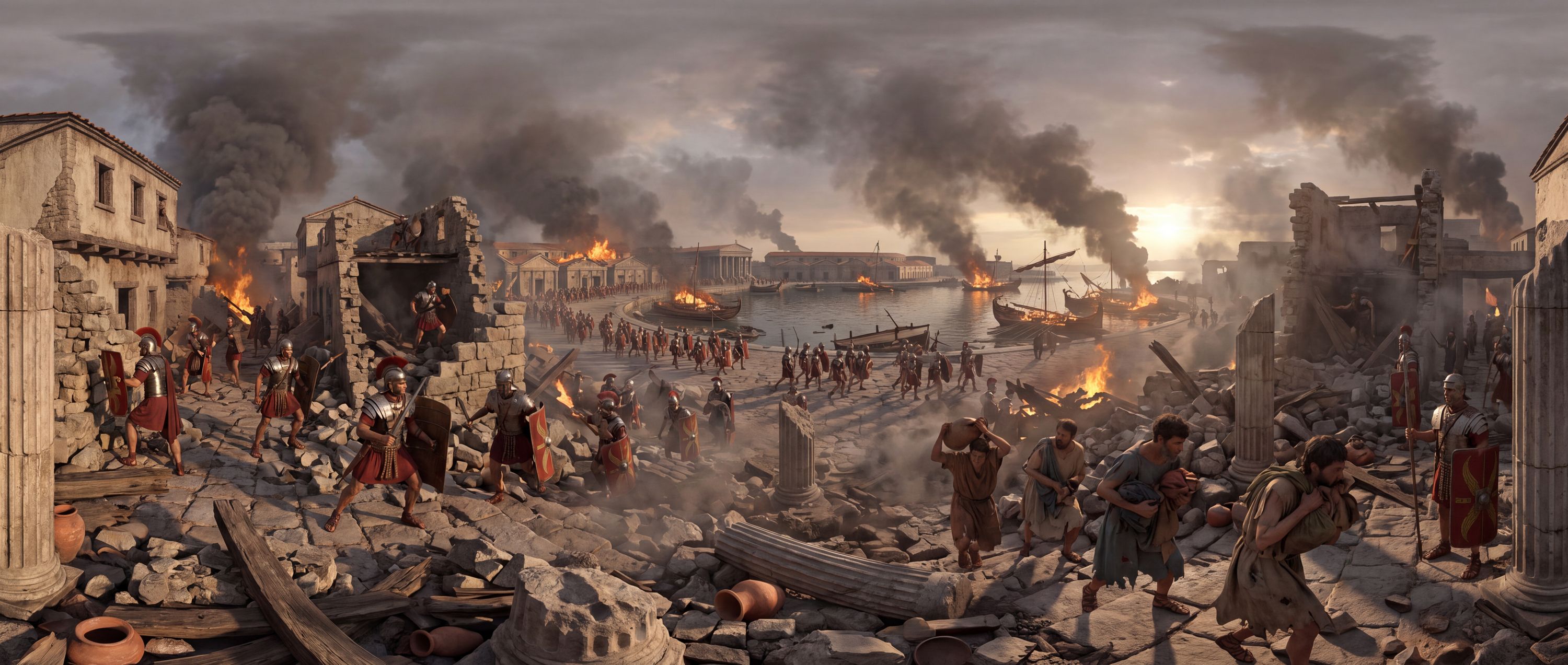 360° scene from Destruction of Carthage by the Romans