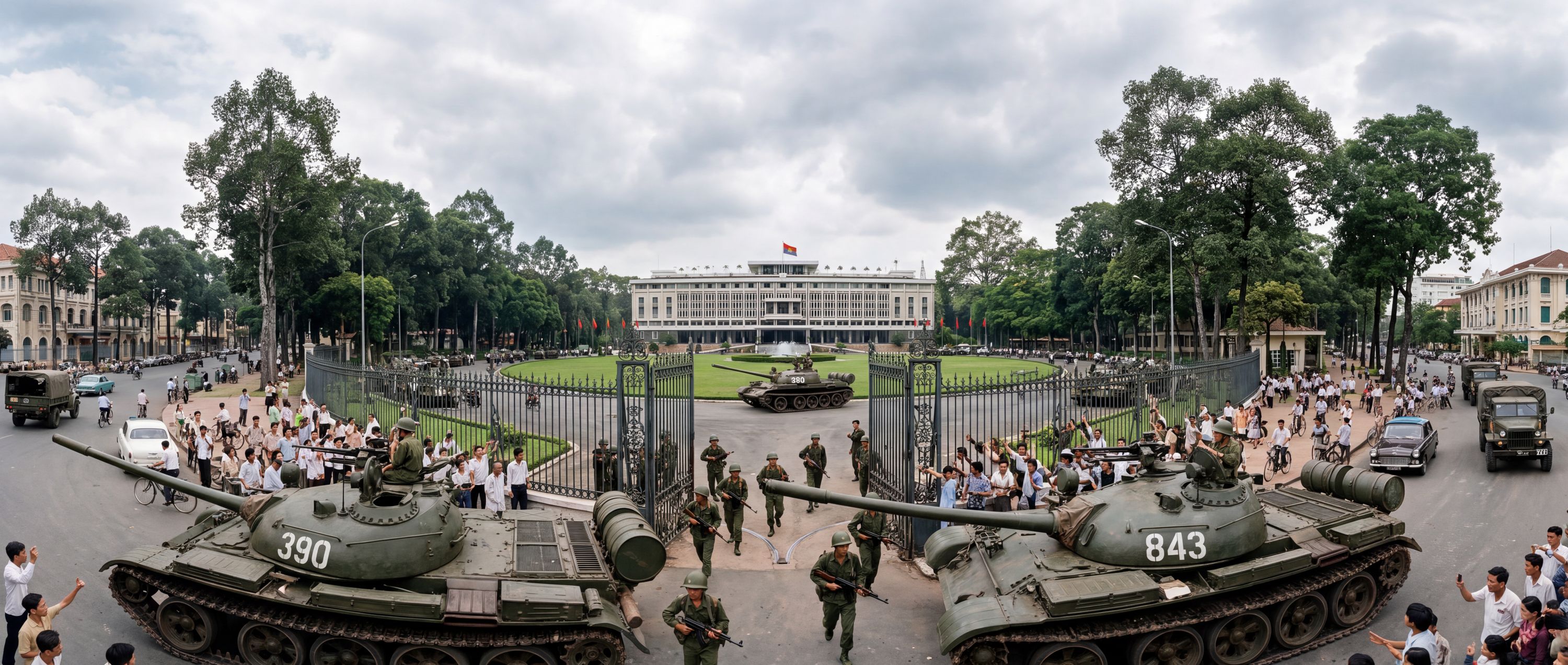 360° scene from Tanks Breaching Independence Palace Gates