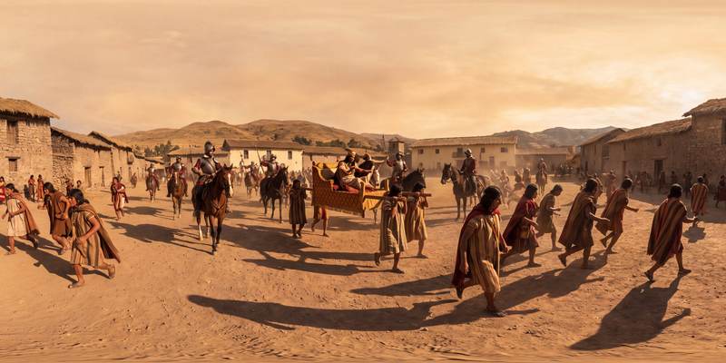 The Sudden Capture of the Sapa Inca in 1532 — 360° scene from the July 23, 2026 daily challenge