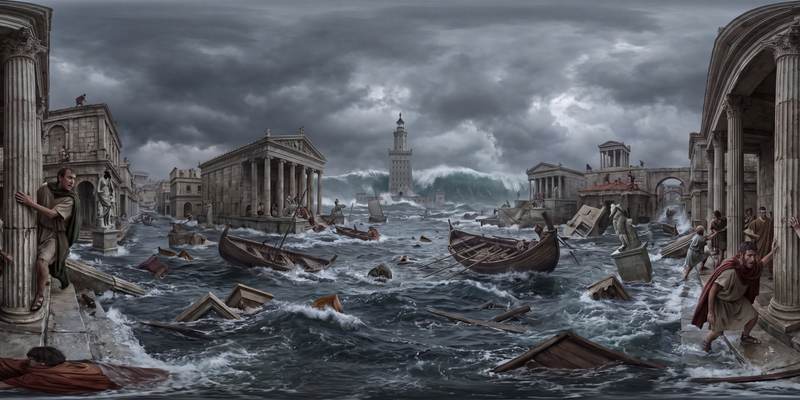 The Great Tsunami of Alexandria in 365 — 360° scene from the July 26, 2026 daily challenge