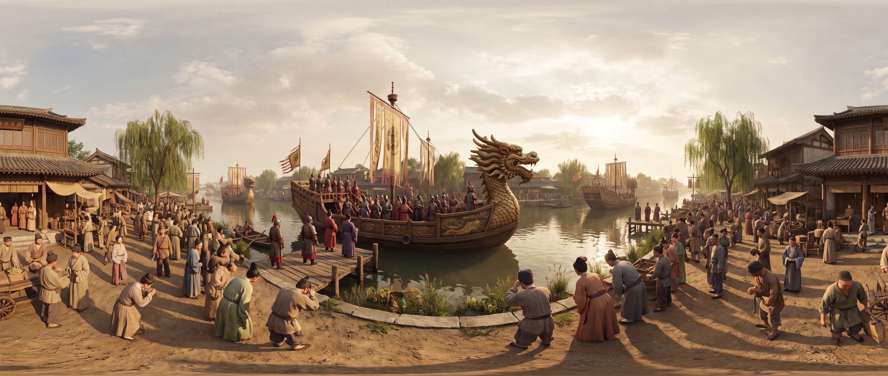 Emperor Yang Navigates the Grand Canal in 605 — 360° scene from the July 28, 2026 daily challenge