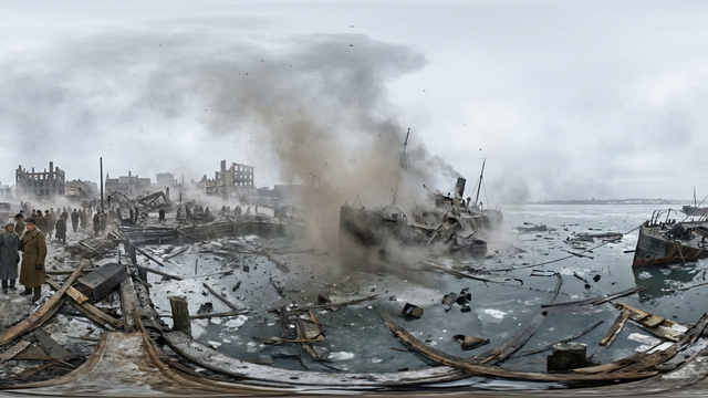 Halifax Explosion Devastates the Harbor — scene from the August 8, 2026 daily challenge