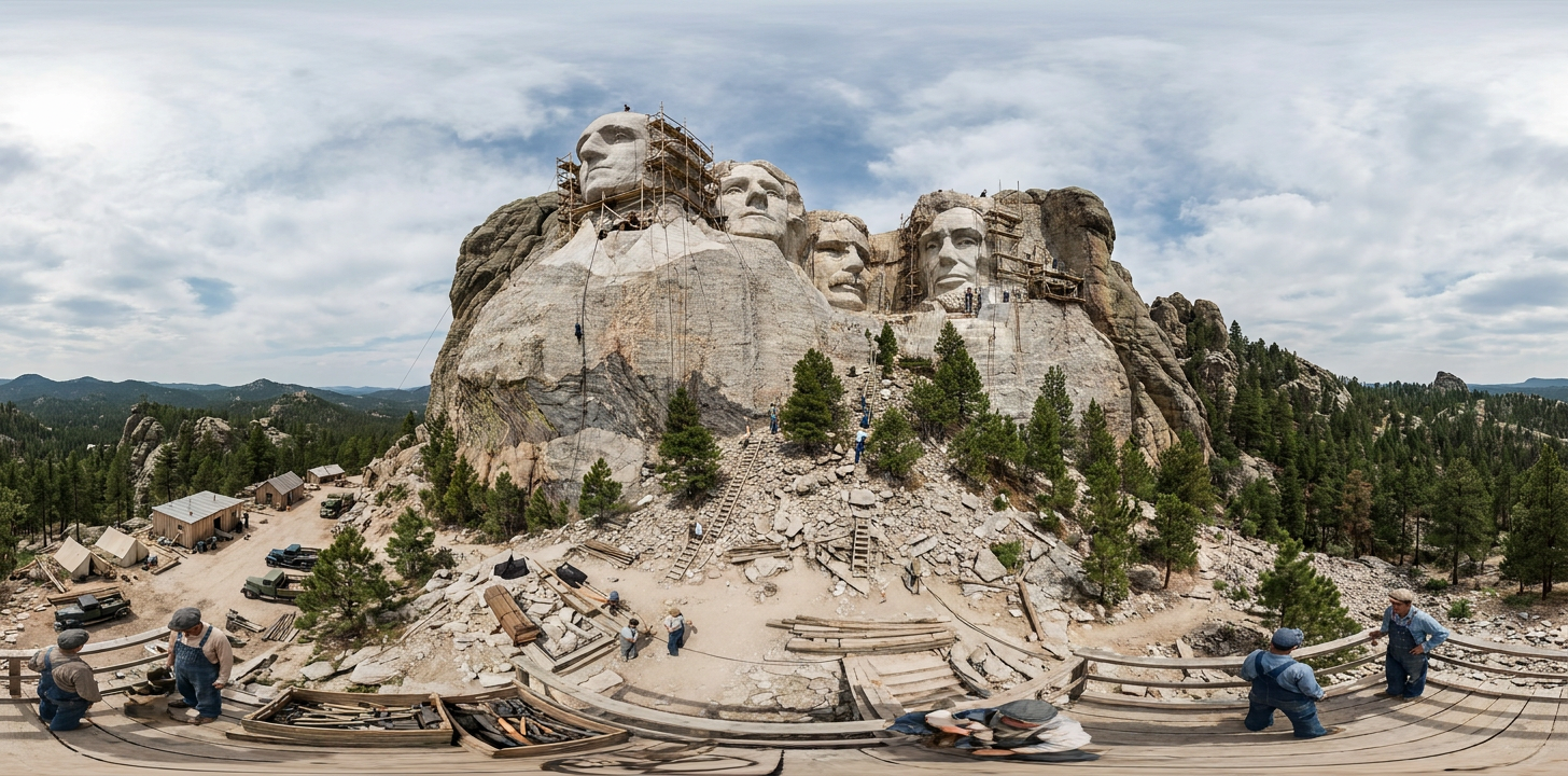 360° scene from Mount Rushmore Nearing Completion