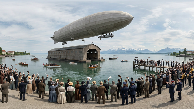 Maiden Flight of the First Zeppelin — scene from the August 17, 2026 daily challenge