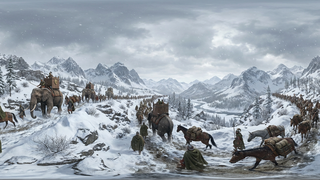 Hannibal's Army Crosses the Alps — scene from the August 24, 2026 daily challenge