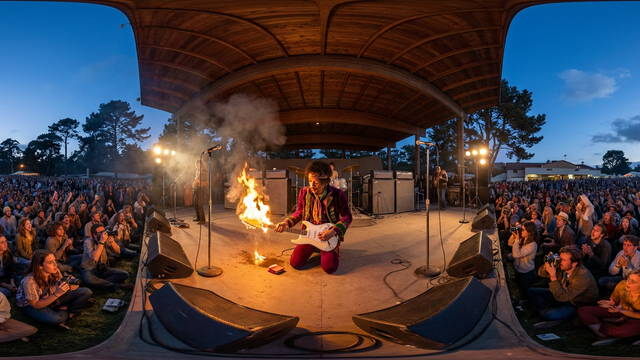 Hendrix Burns Guitar at Monterey Pop Festival — scene from the August 25, 2026 daily challenge