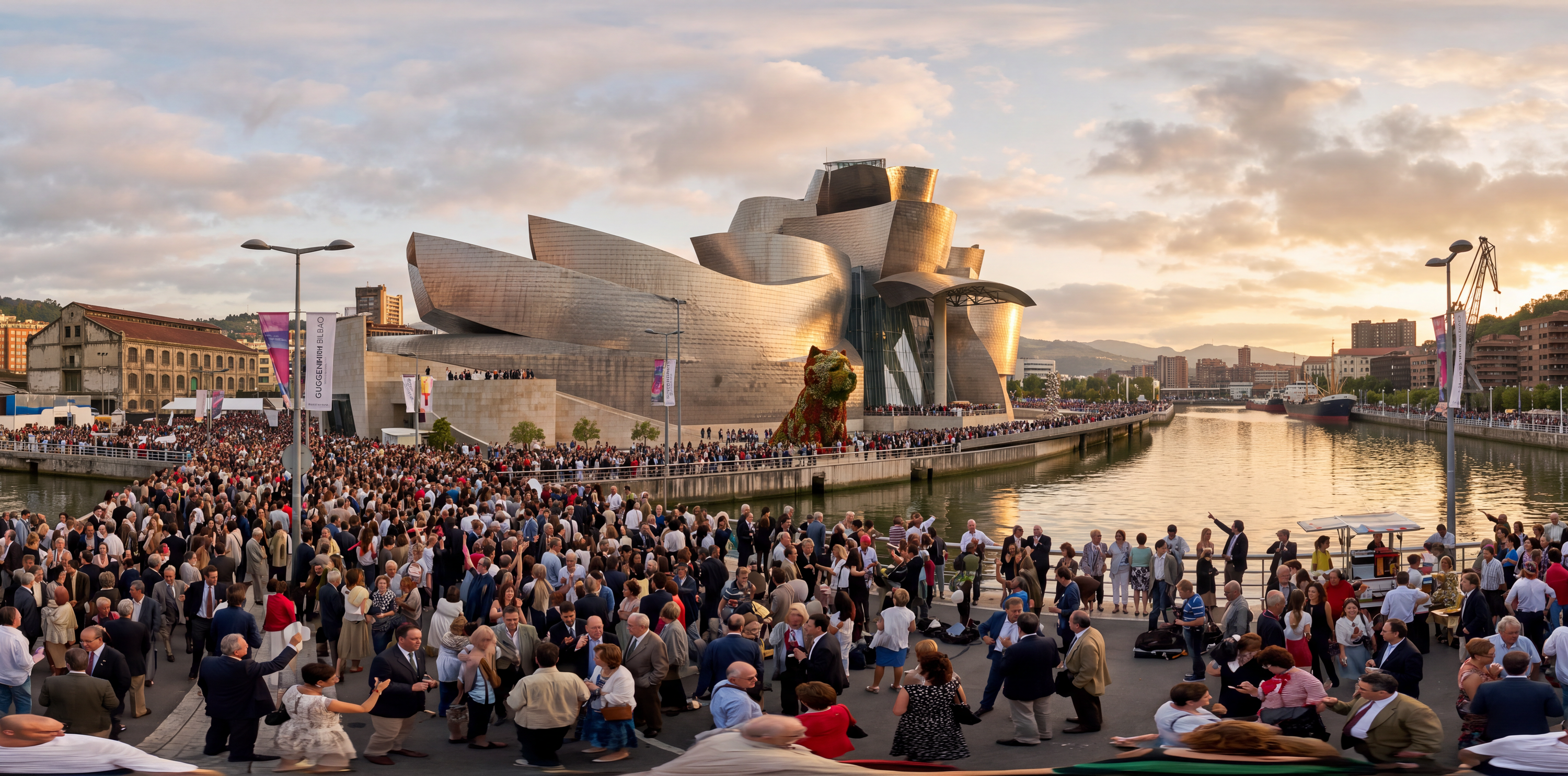 360° scene from Guggenheim Museum Bilbao Grand Opening