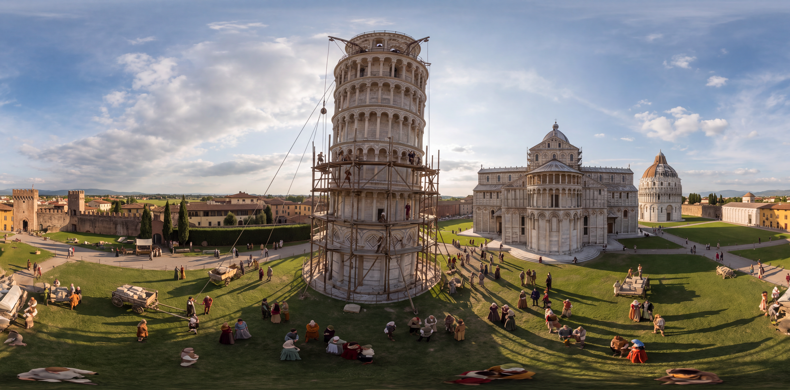 Completion of the Leaning Tower of Pisa — scene from the September 1, 2026 daily challenge