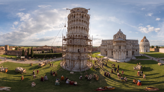 Completion of the Leaning Tower of Pisa — scene from the September 1, 2026 daily challenge