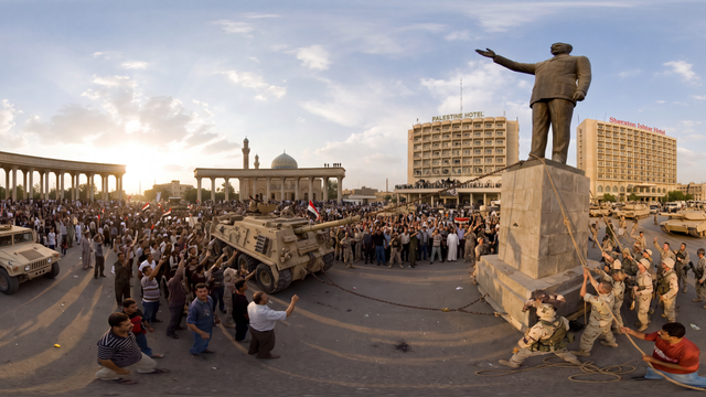 Toppling Saddam's Statue in Firdos Square — scene from the September 13, 2026 daily challenge