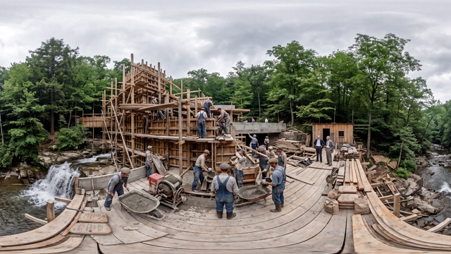Pouring the Cantilevers at Fallingwater — scene from the September 27, 2026 daily challenge