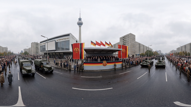 East Germany Stages Its Final Anniversary Parade — scene from the October 7, 2026 daily challenge