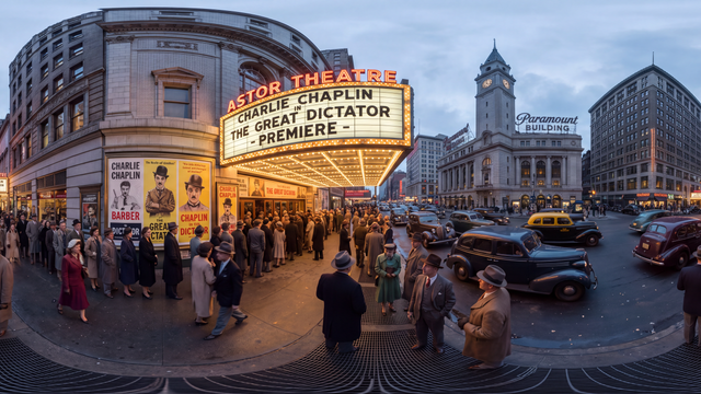 The Great Dictator Premieres in Times Square — scene from the October 15, 2026 daily challenge