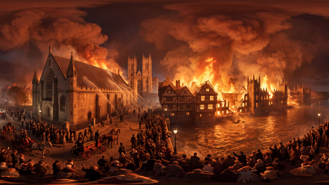 Fire Consumes the Old Palace of Westminster — scene from the October 16, 2026 daily challenge