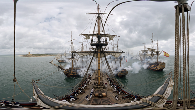 Victory Breaks the Line at Trafalgar — scene from the October 21, 2026 daily challenge
