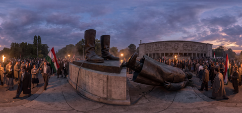360° scene from Budapest Pulls Down Stalin