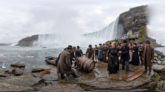Annie Taylor Survives Niagara in a Barrel — scene from the October 24, 2026 daily challenge