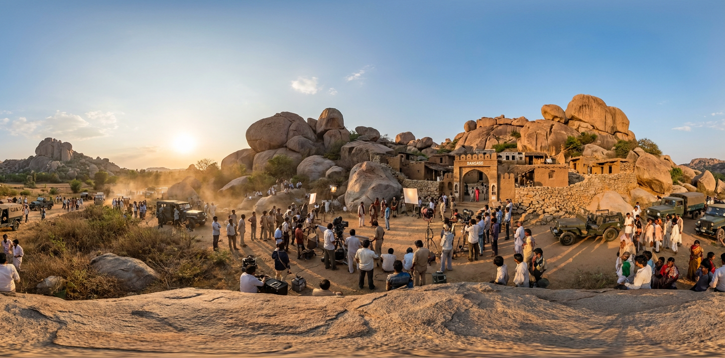 360° scene from Filming Sholay Among the Ramanagara Rocks