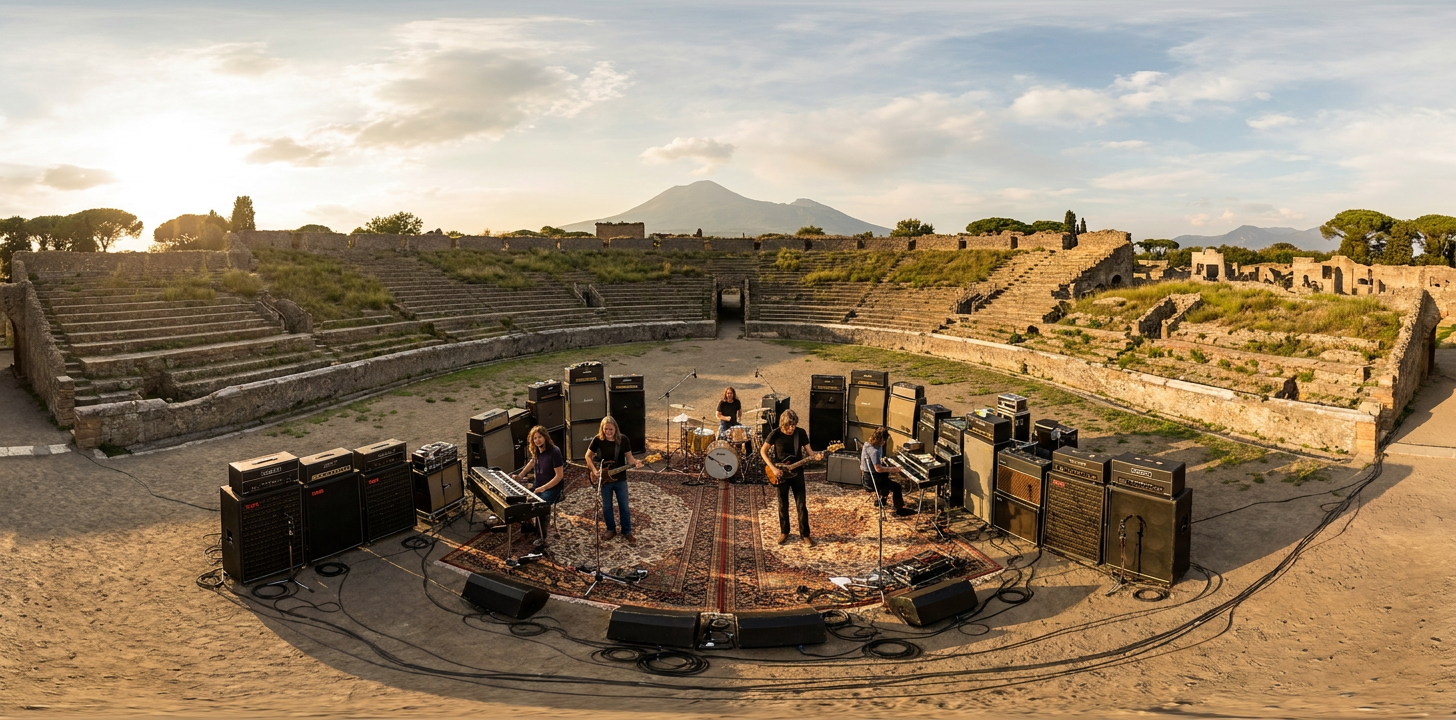 360° scene from Pink Floyd Live at Pompeii Amphitheatre