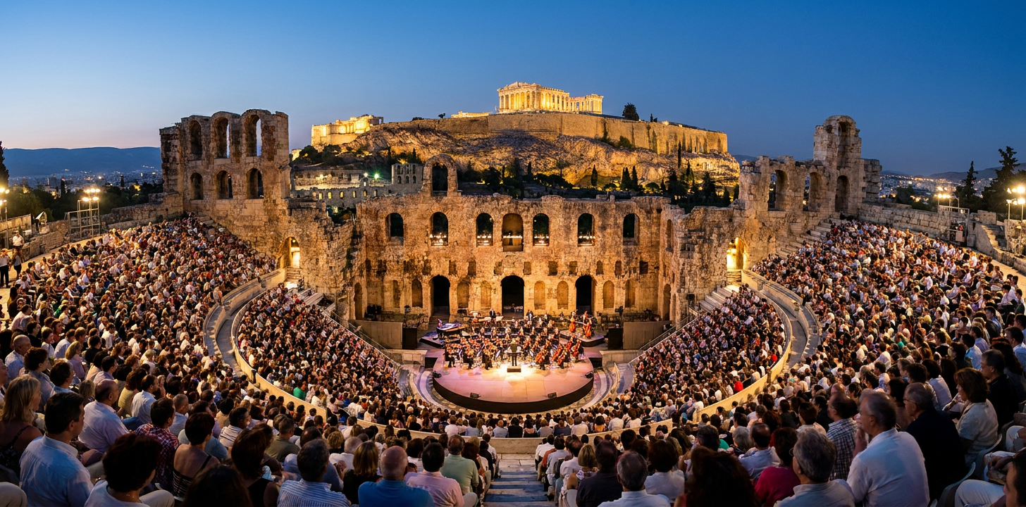 360° scene from Yanni Live at the Acropolis